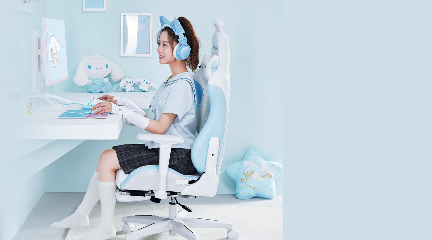 Cinnamoroll Gaming Chair AutoFull, Light Blue and White Gaming 